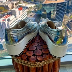 Silver metallic loafers